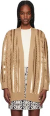 Max Mara Tan Mirco Cardigan In 005 Camel