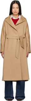 Max Mara Belted Waist Hooded Jacket Pockets In 019 Camel