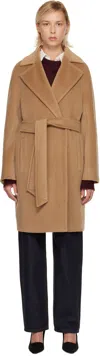 Max Mara Scire Beaver Wool Robe Coat In Nude