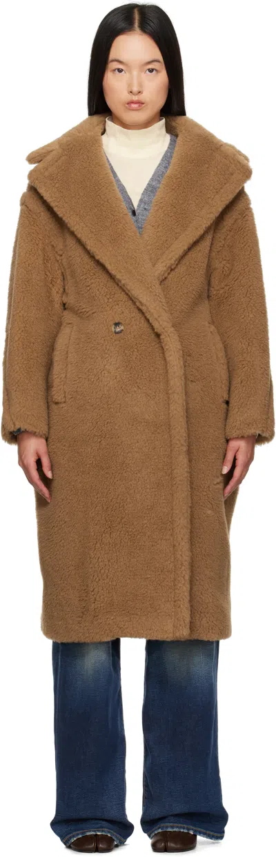 Max Mara Tan Teddy Bear Icon Coat In Multi