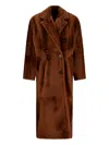 Max Mara Tanga Double-breasted Shearling Coat In Brown