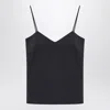 Max Mara Navy Blue Silk Unghia Washed Silk Tank Top In Blue