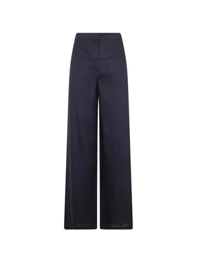 Max Mara 'tapioca' Linen Classic Trousers In Blue