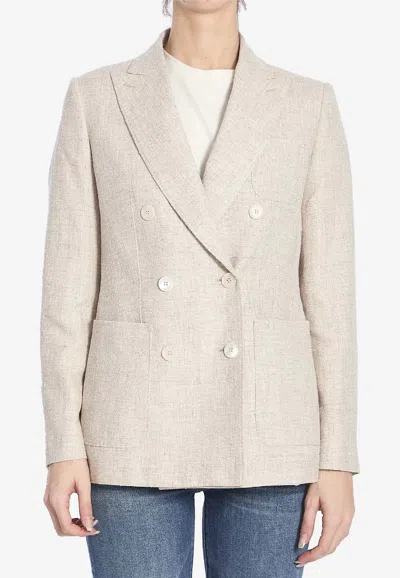 MAX MARA TARGA DOUBLE-BREASTED LINEN BLAZER