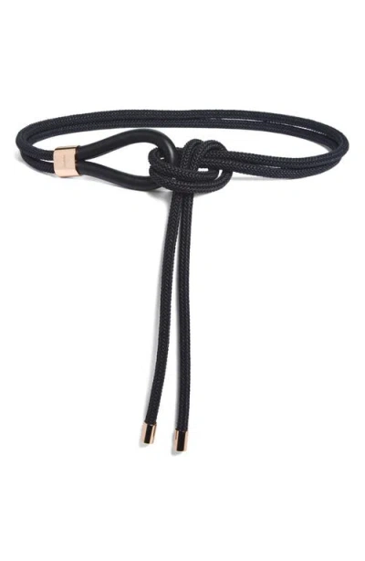 Max Mara Targa Knotted Leather Belt In Black