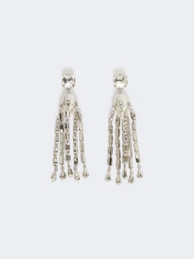 Max Mara Tassel And Rhinestone Earrings In Silver