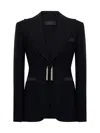 Max Mara Virgin Wool Tassel-fastened Blazer In Black