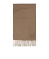 Max Mara Logo Embroidered Fringed Edge Scarf In Brown