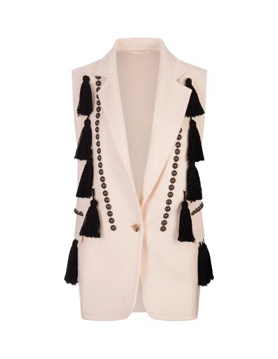 Max Mara Tassle Detailed Vest In White