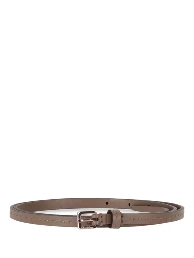 Max Mara Taupe Logo Buckle Belt In Brown