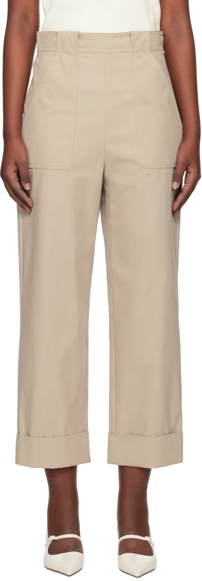 Max Mara Taupe Palio Trousers In 002 Sand
