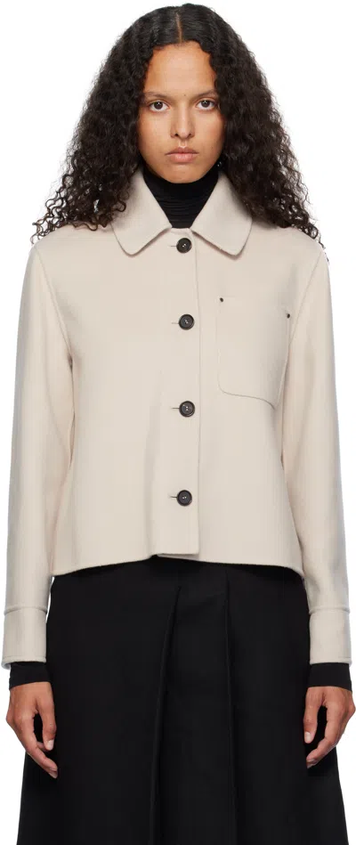 Max Mara Taupe Wolf Jacket In 014 Ecru