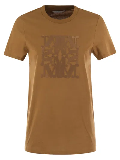 MAX MARA MAX MARA TAVERNA COTTON T SHIRT WITH FRONTAL EMBROIDERY