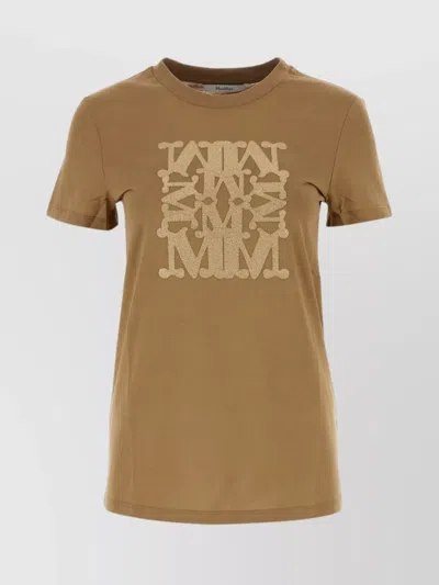 Max Mara Logo Cotton T-shirt In Natural
