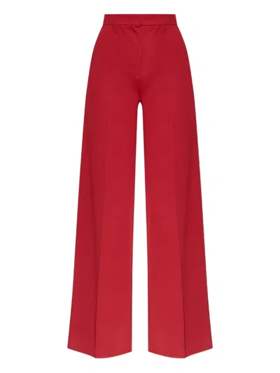 Max Mara Ruggero Cotton-twill Wide-leg Pants In Red