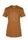 Max Mara Taverna Cotton T-shirt In Cuoio