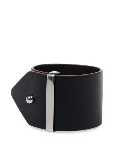 Max Mara Tavola Stud-detail Leather Bracelet In Black