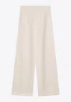 Max Mara Wide-leg Mid-waist Casual Pants In Ivory