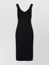 Max Mara Black Teak Compact Viscose Midi Dress In Black