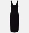 Max Mara Black Teak Compact Viscose Midi Dress In Black