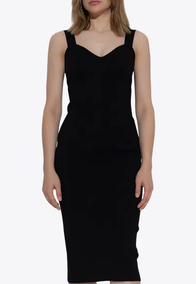 Max Mara Teak Sheath Midi Dress In Black