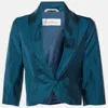 Max Mara Teal Blue Satin Button Front Blazer In Blue