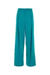 Max Mara Women Satin Wide-leg Silk Trousers In Verde