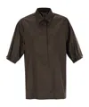 Max Mara Brown Cotton Poplin Teano Shirt In Black