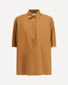 Max Mara Flared Brown Shirt With Pointed Collar In Orange