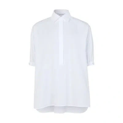 Max Mara Teano Cotton Poplin Blouse In White