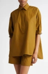 Max Mara Teano Cotton Poplin Shirt In Olive Green