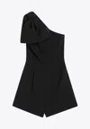 Max Mara Teano One-shoulder Short Playsuit In Black