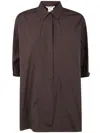 Max Mara Brown Cotton Poplin Teano Shirt In Brown