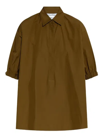 Max Mara Teano Cotton Poplin Shirt In Olive Green