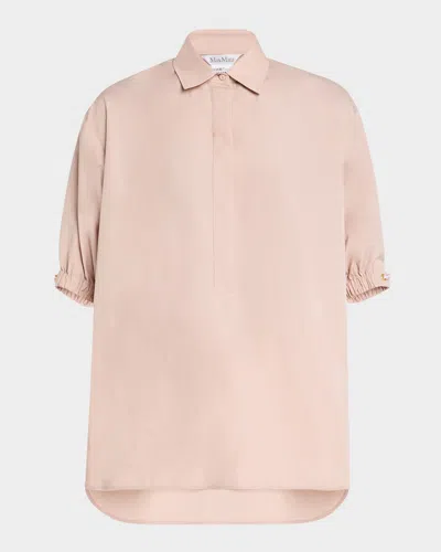Max Mara Teano Short-sleeve Button-down Shirt In Pink