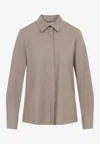Max Mara Tebaide Foule Of Wool Shirt In Brown