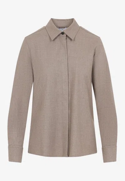 Max Mara Tebaide Foule Of Wool Shirt In Brown