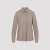 Max Mara Dark Cacha Brown Cashmere Tebaide Foule Shirt In Gold