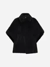 Max Mara Cape In Alpaca And Wool Teddy Fabric In Black