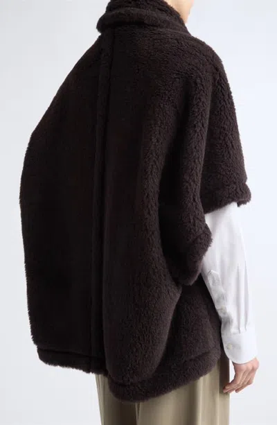 Max Mara Tebe Alpaca, Wool & Silk Cape In Brown