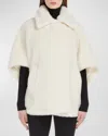 Max Mara Cape In Alpaca And Wool Teddy Fabric In White