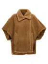 Max Mara Teddy-fabric Oversized-collar Cape In Brown