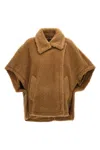 Max Mara Teddy-fabric Oversized-collar Cape In Brown