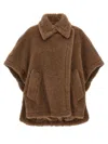 Max Mara Collared Cape With Front Pockets And Short Sleeves In Brown