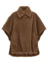 Max Mara Collared Cape With Front Pockets And Short Sleeves In Multi