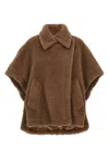 Max Mara Collared Cape With Front Pockets And Short Sleeves In Brown