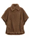 Max Mara Collared Cape With Front Pockets And Short Sleeves In Brown