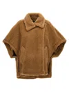 Max Mara Teddy-fabric Oversized-collar Cape In Brown