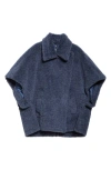 Max Mara Tebe Teddy Bear Cape In Blue Jeans
