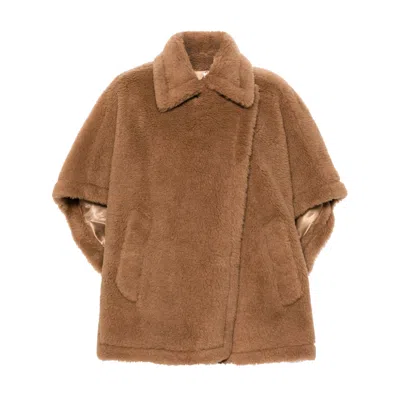 Max Mara Tebe Teddy Cape In Brown